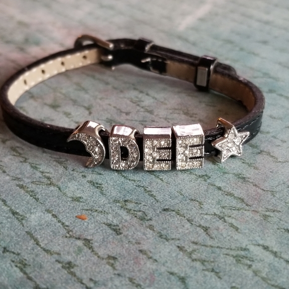 Dee name bracelet moon star silver tone black strap buckle - Picture 11 of 15